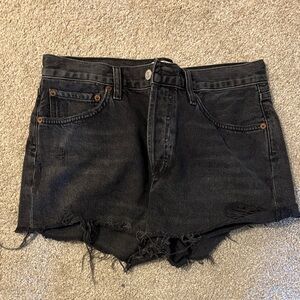 Agolde Black Distressed Jean Shorts